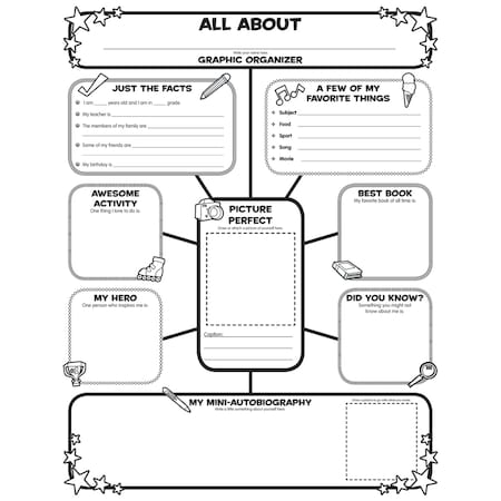 Scholastic Graphic Organizer Poster, All-About-Me Web, Grades 3-6, Set of 30 9780545015370